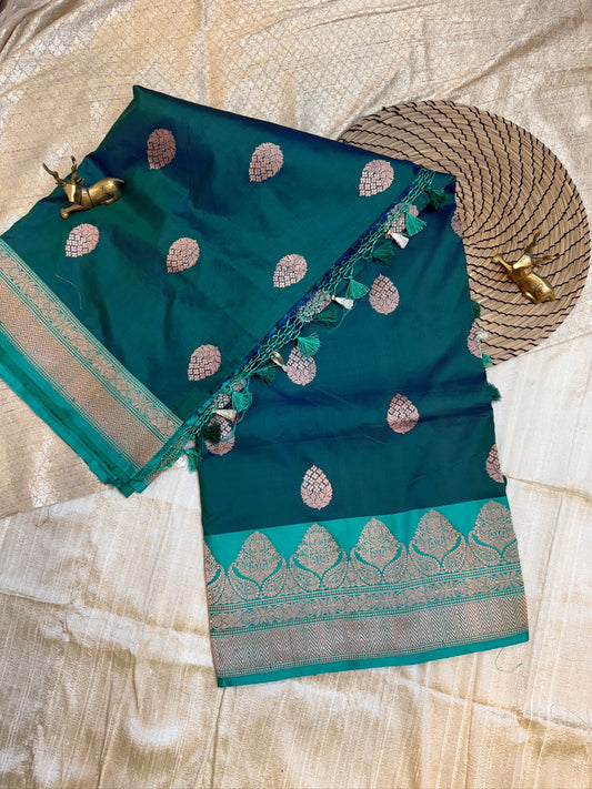 Banarasi Katan Silk Saree with Butta | Green