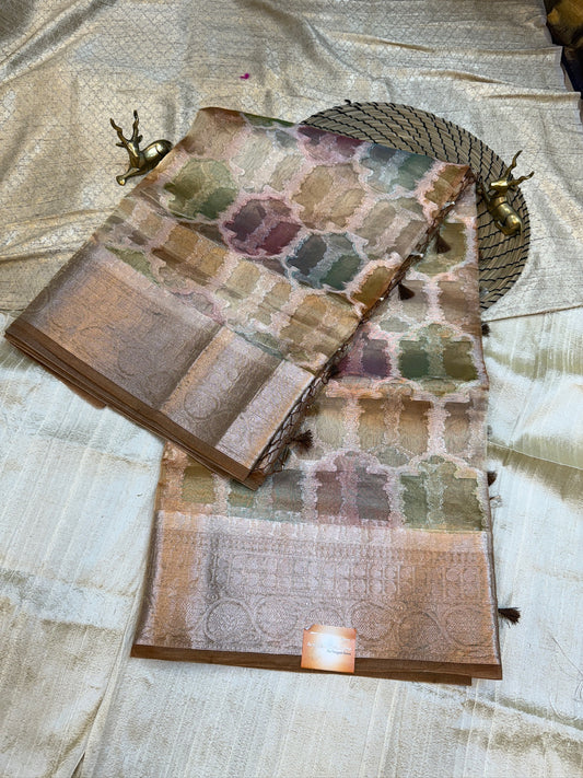 Pure Tissue Silk Rangkat Saree | Multicolour