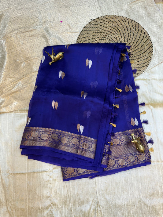 Pure Kora Silk Saree Banarasi with butta | Royal Blue