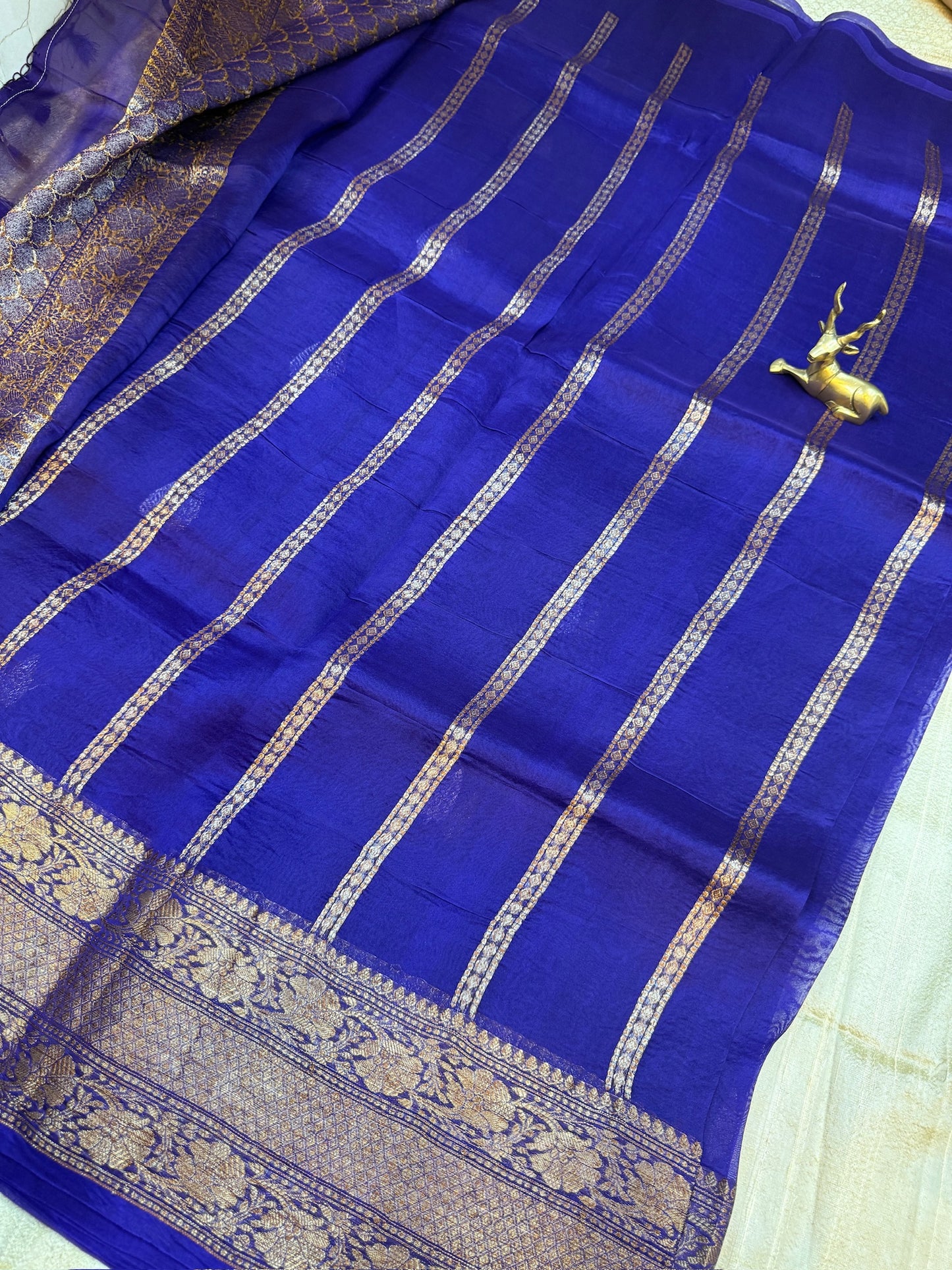 Pure Kora Silk Saree Banarasi with butta | Royal Blue