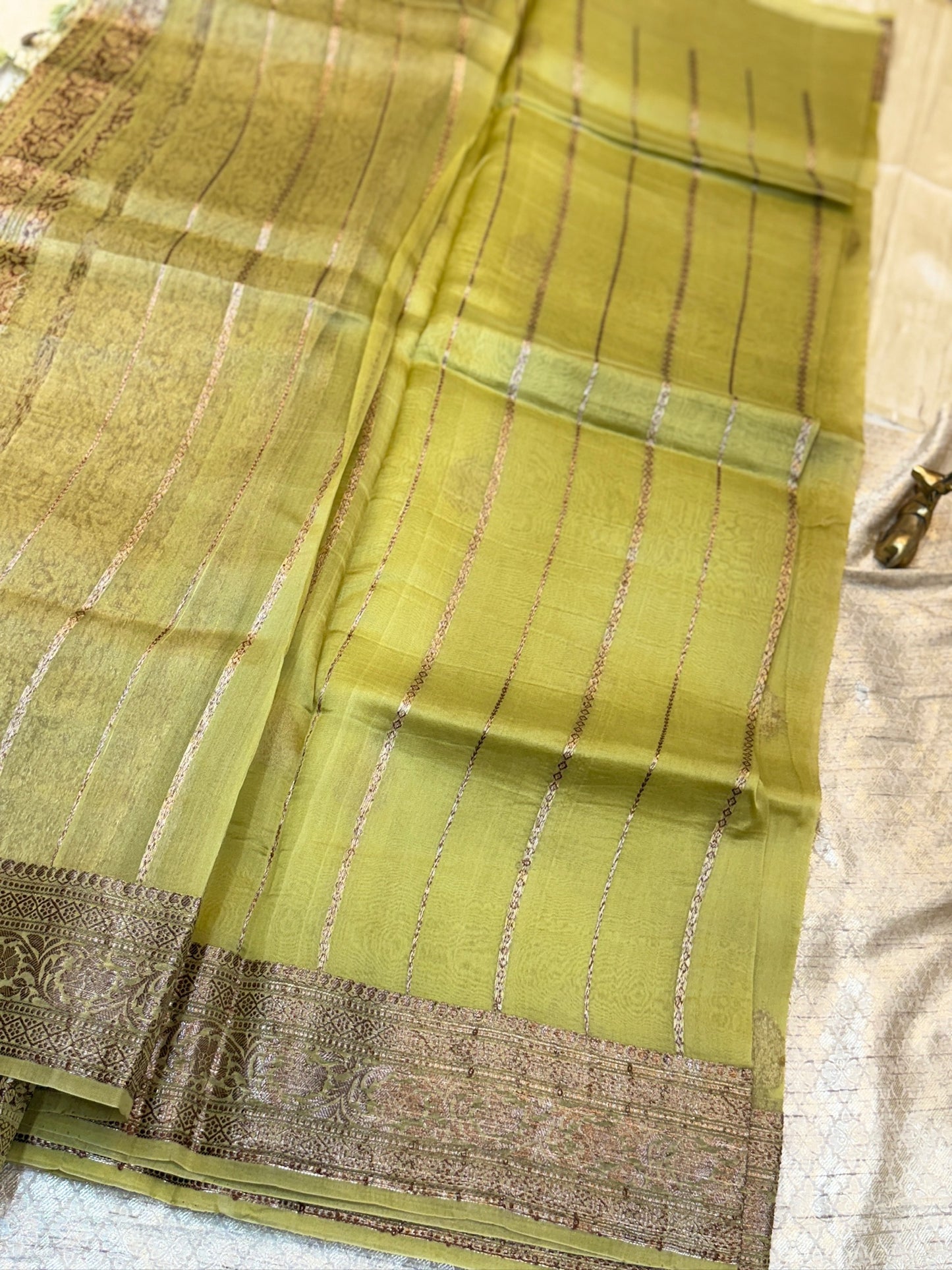 Pure Kora Silk Saree Banarasi with Butta | Pista green