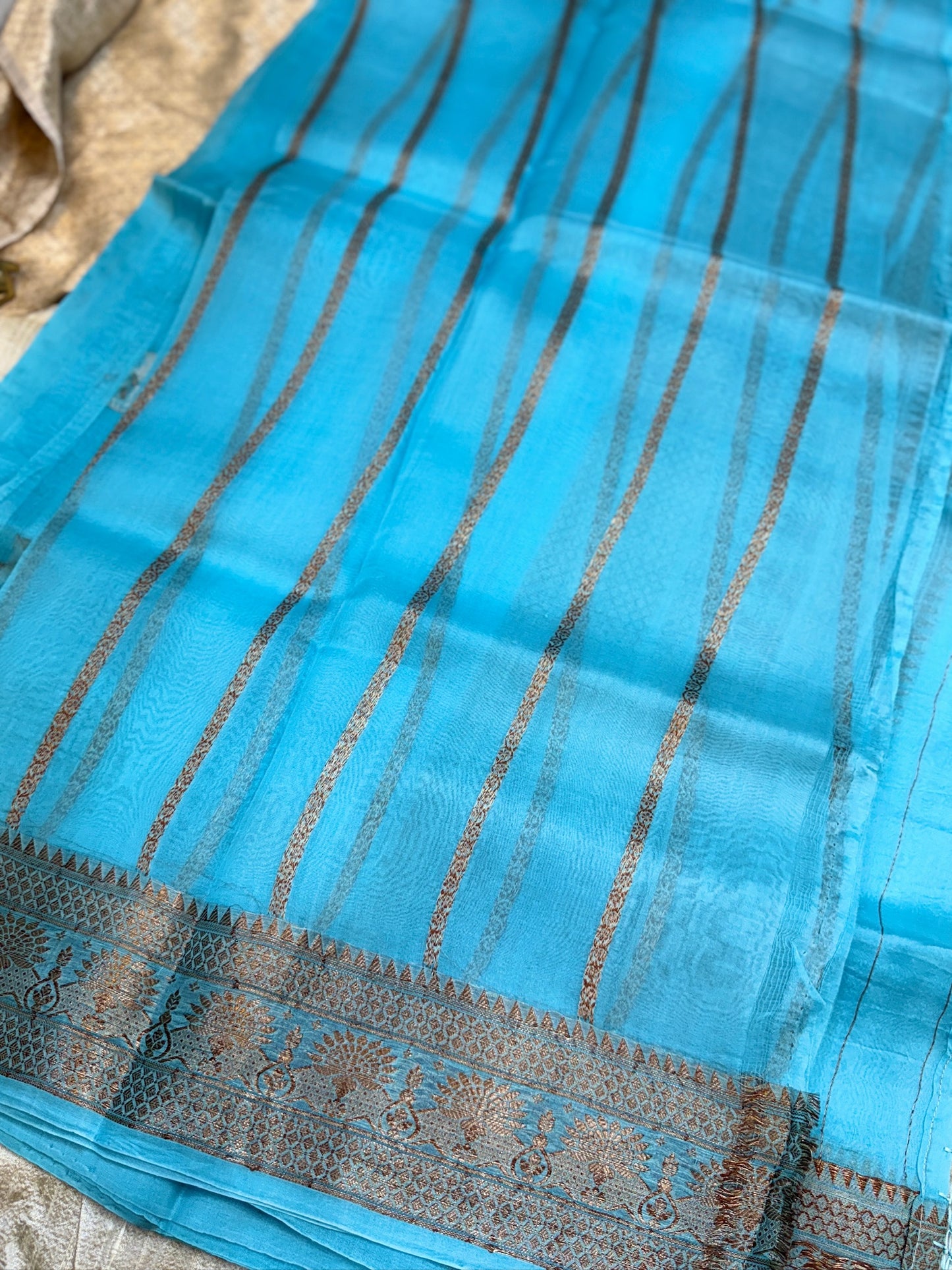 Pure Kora Silk Saree Banarasi with Butta | Sky Blue