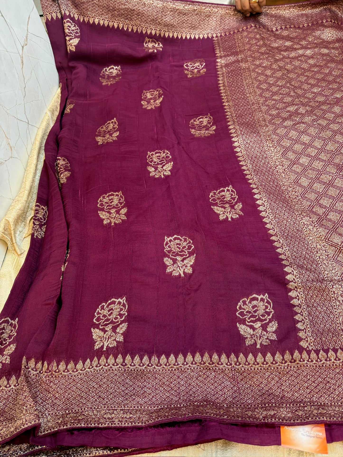 Dola Silk Saree with Flower Butta| Purple