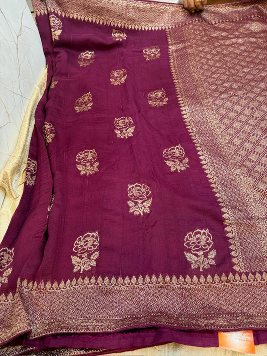 Dola Silk Saree with Flower Butta| Purple